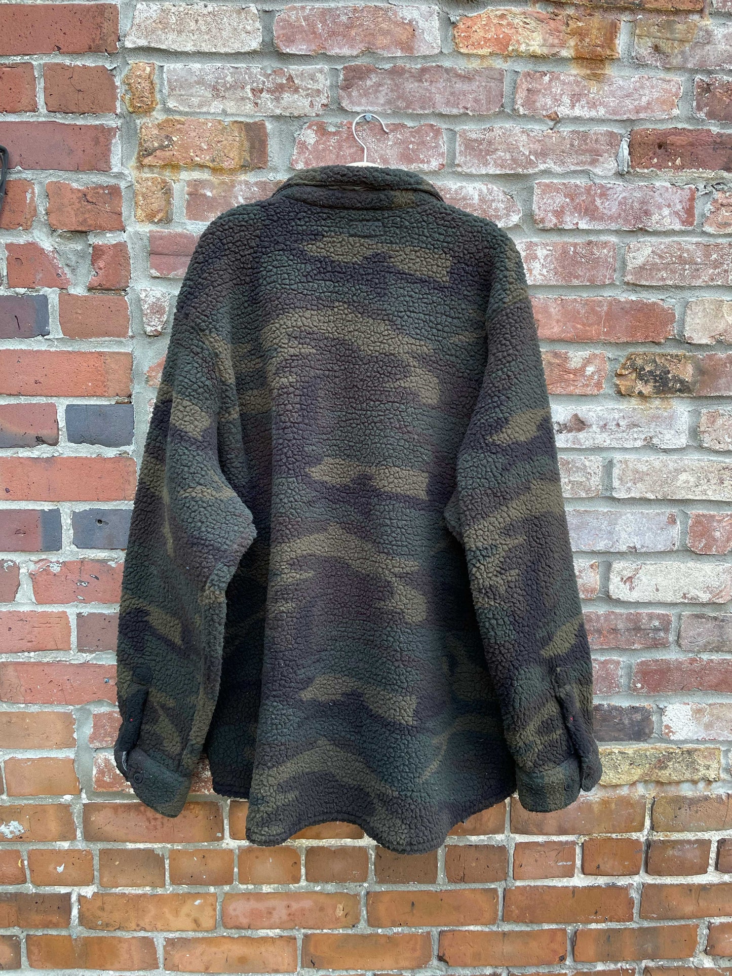 wrangler sherpa fleece camo shirt jacket