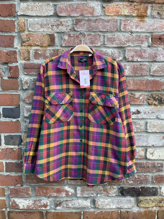 vintage fox plaid button down shirt