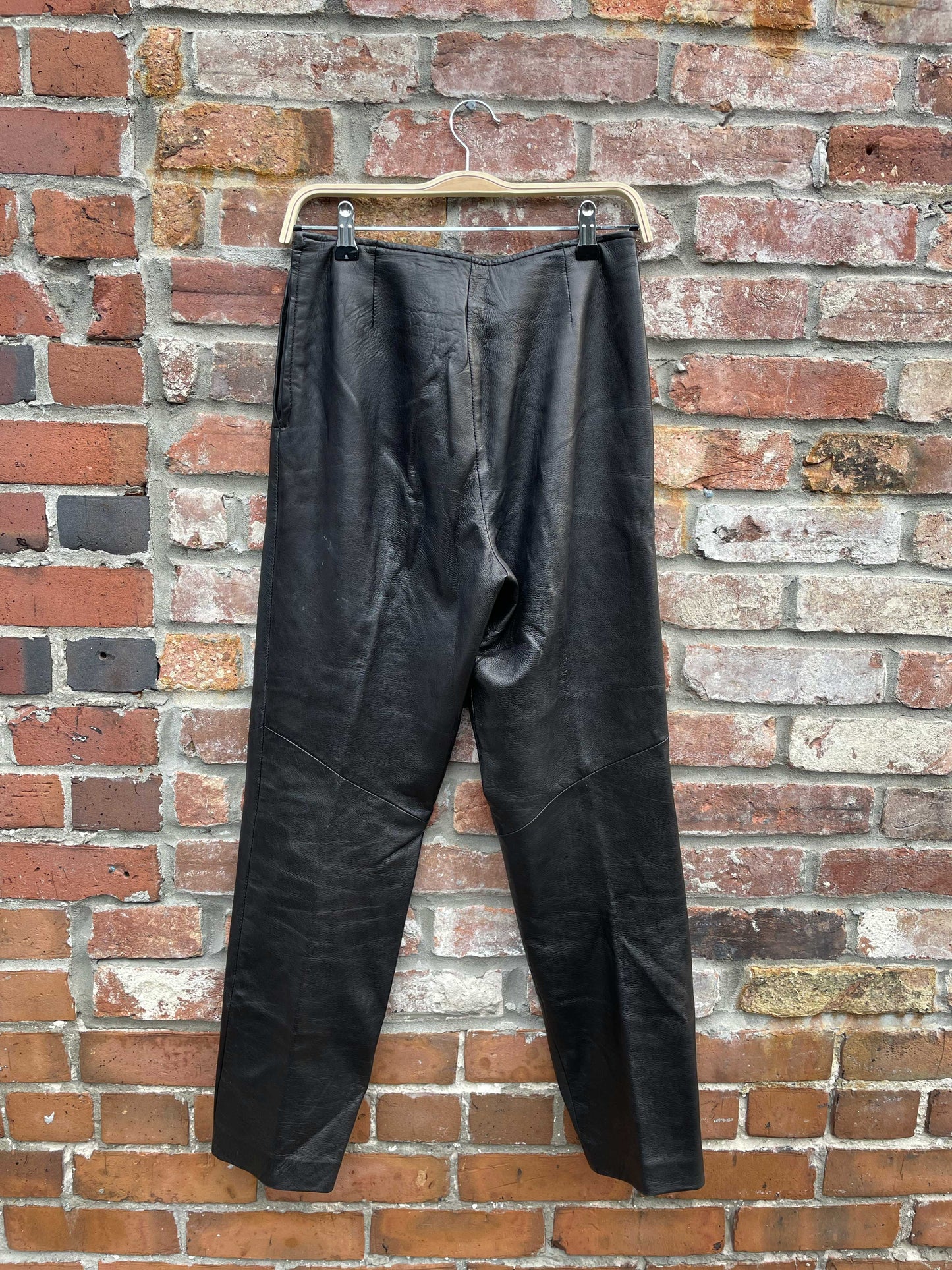 vintage danier high rise side zip butter leather pants