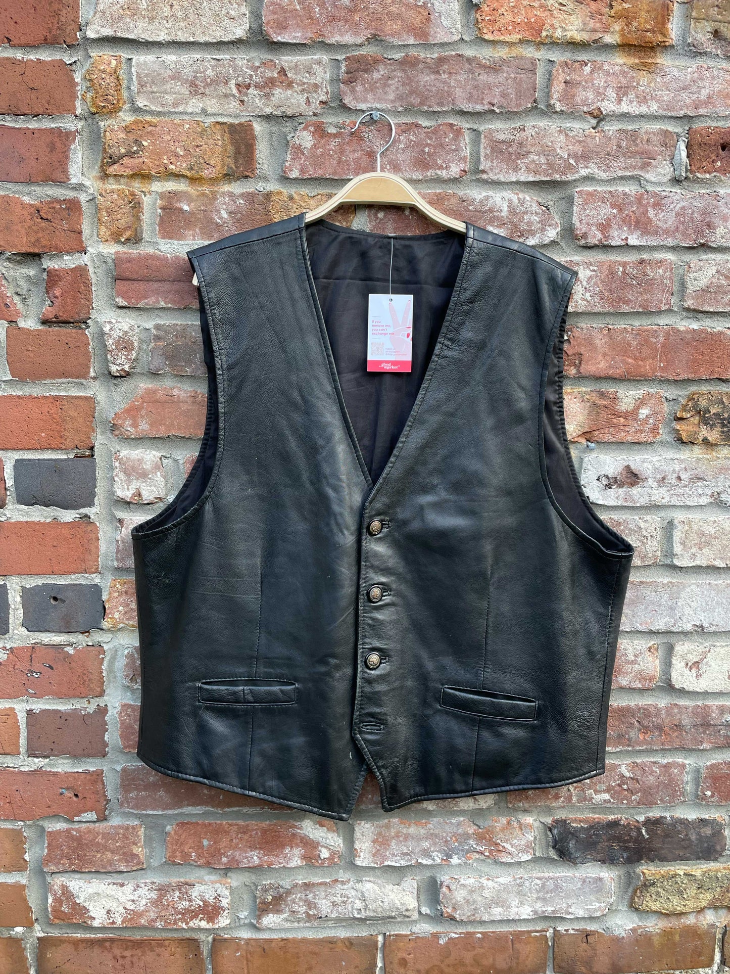 vintage c&a lion button leather vest