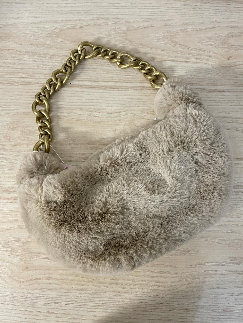 zara fux fur chunky chain bag