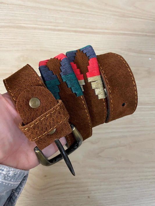 vintage boho embroidered southwestern suede belt