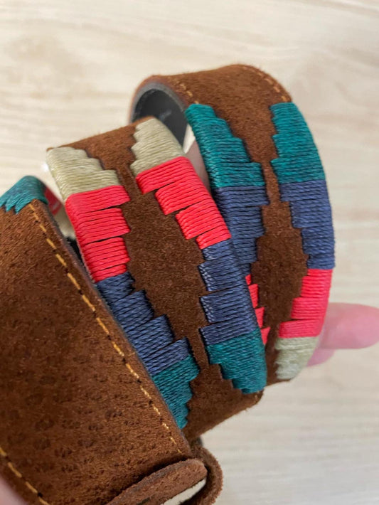 vintage boho embroidered southwestern suede belt