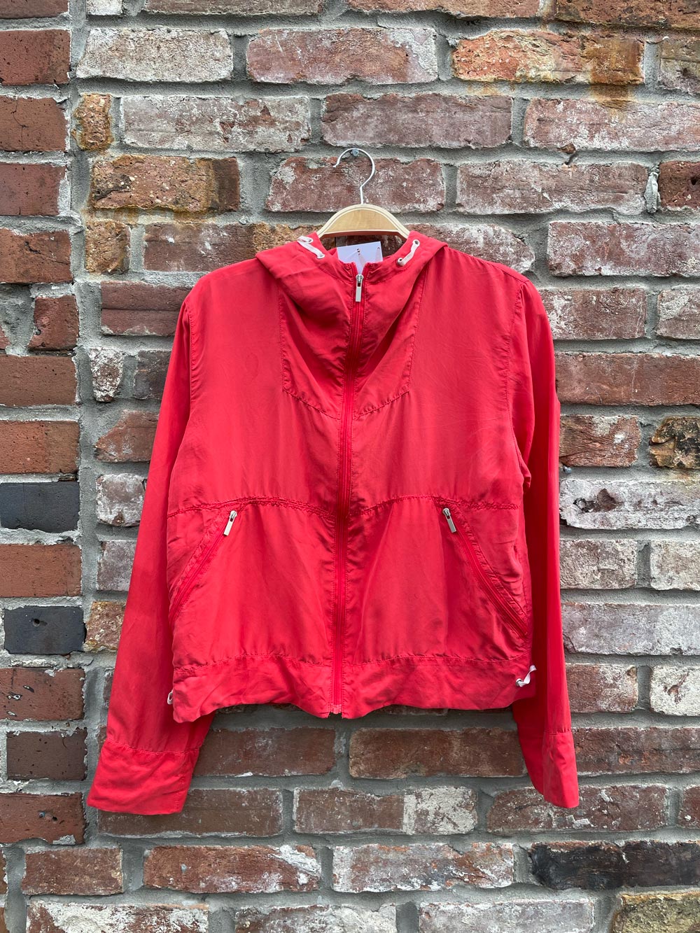 vintage red silk packable jacket