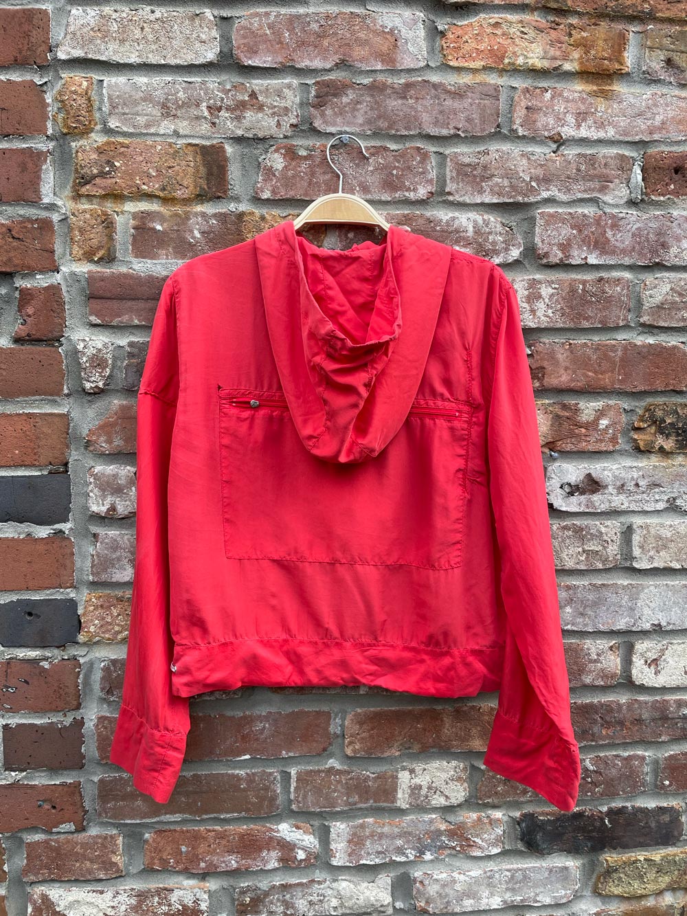 vintage red silk packable jacket