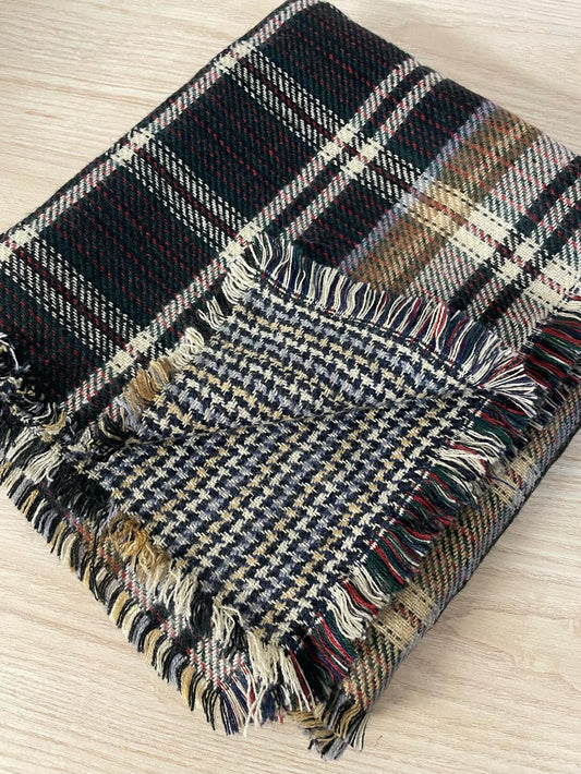 plaid + houndstooth knit xl blanket scarf