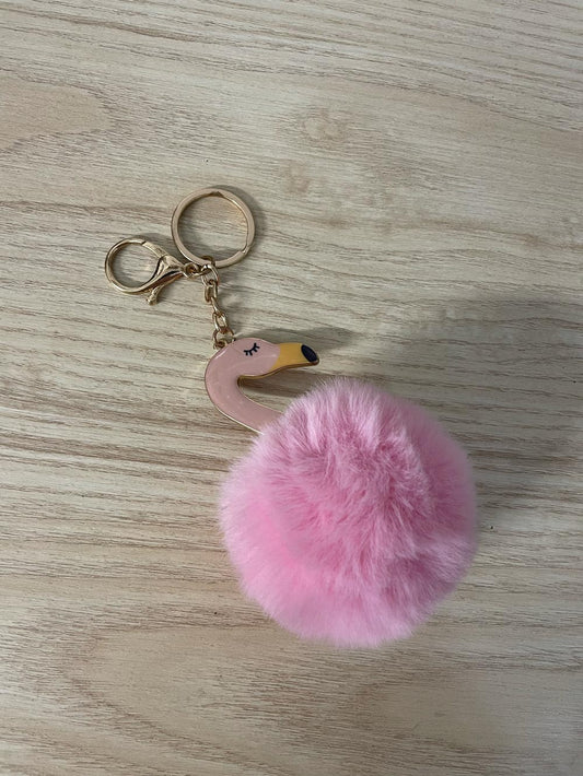 flamingo pom keychain / bag charm