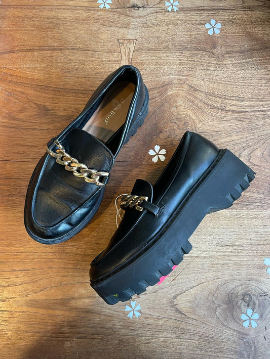 bamboo chain chunky faux leather loafer