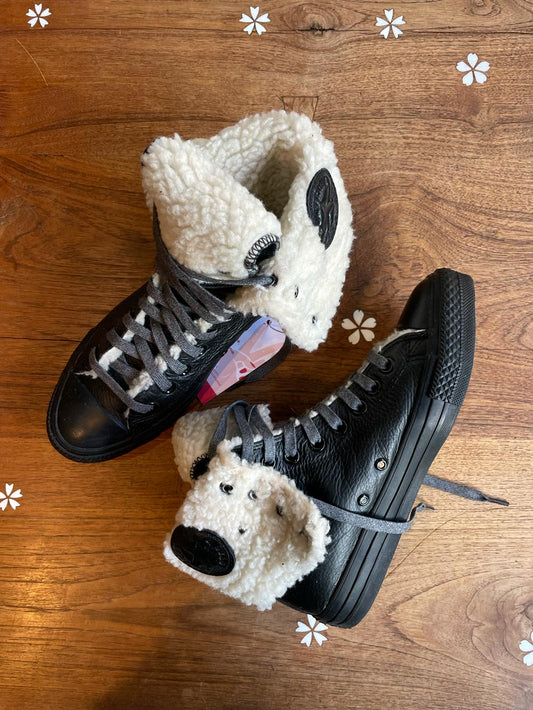 converse sherpa lined leatherhigh top sneakers