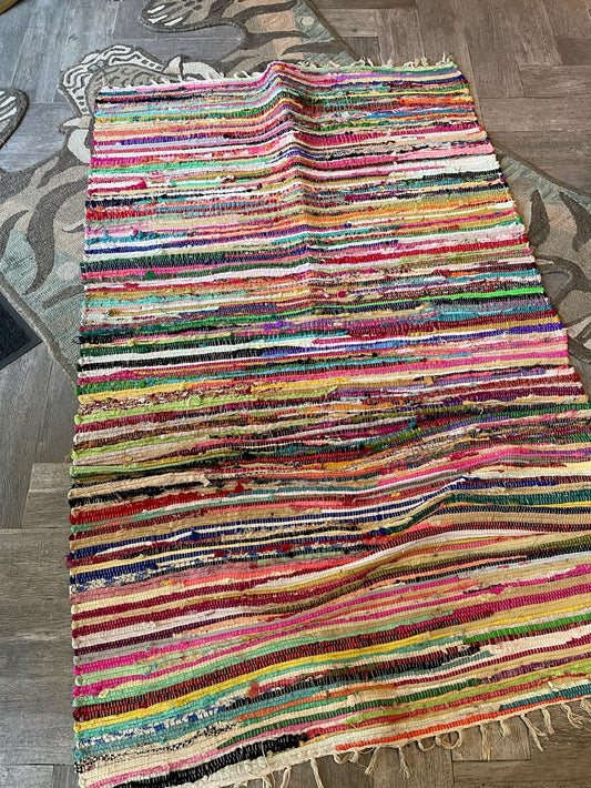 vintage hand-loomed recycled kantha area rug