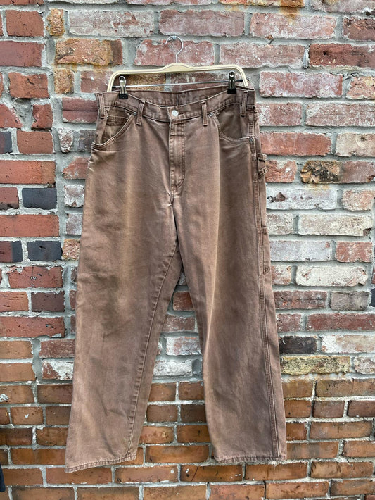 dickie's brown twill carpenter pants