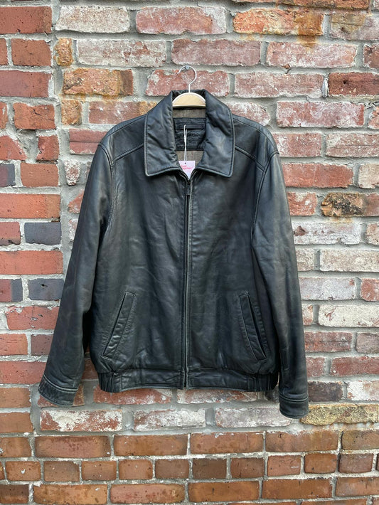 calvin klein butter leather bomber jacket