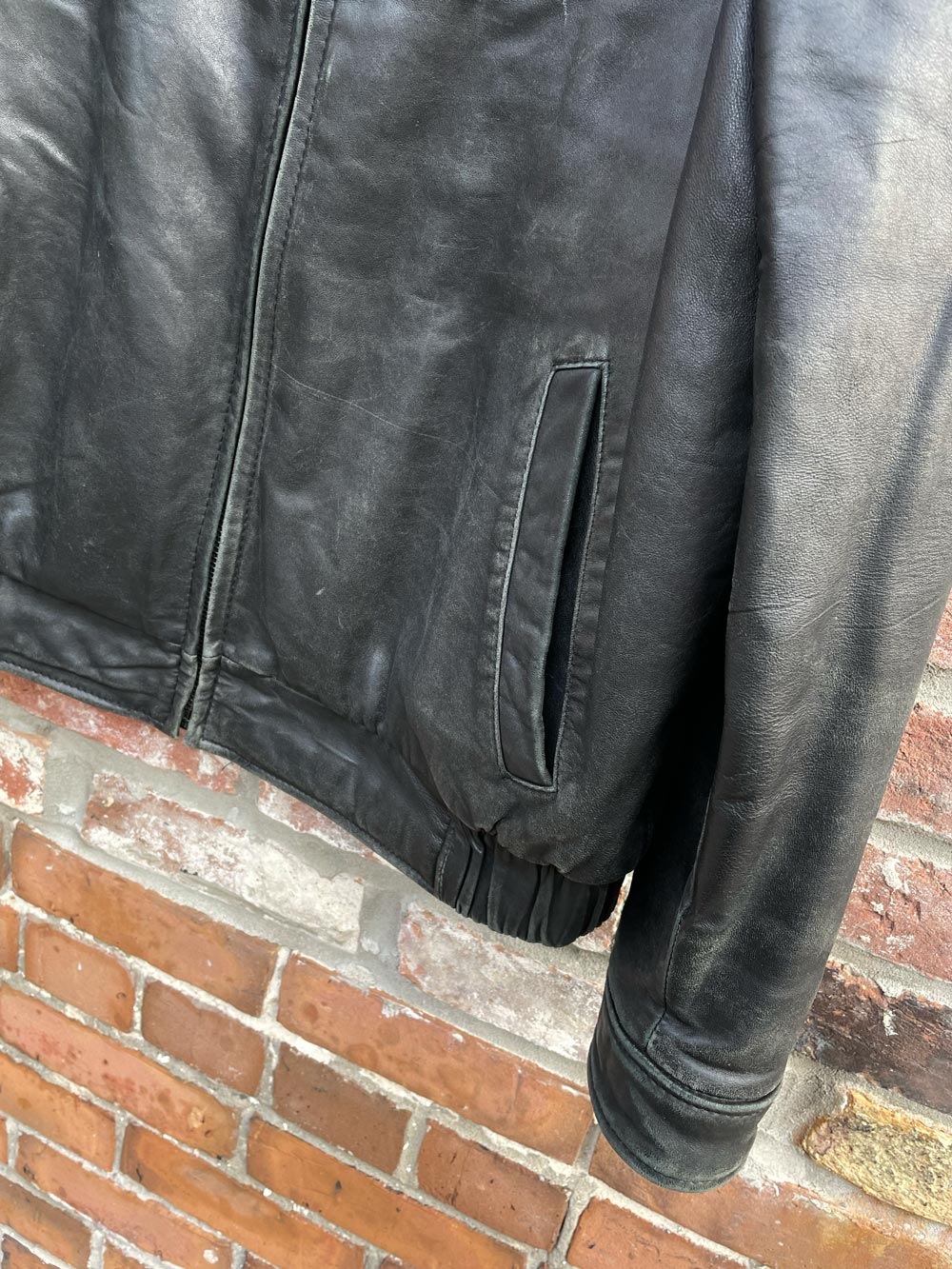 calvin klein butter leather bomber jacket