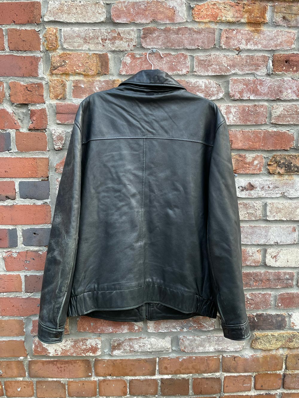 calvin klein butter leather bomber jacket