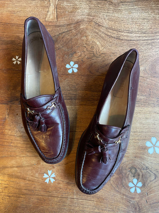 vitage bally leather tassel loafer