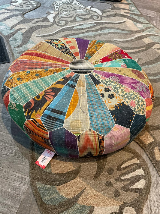 pier 1 kantha boho quilted pouf ottoman