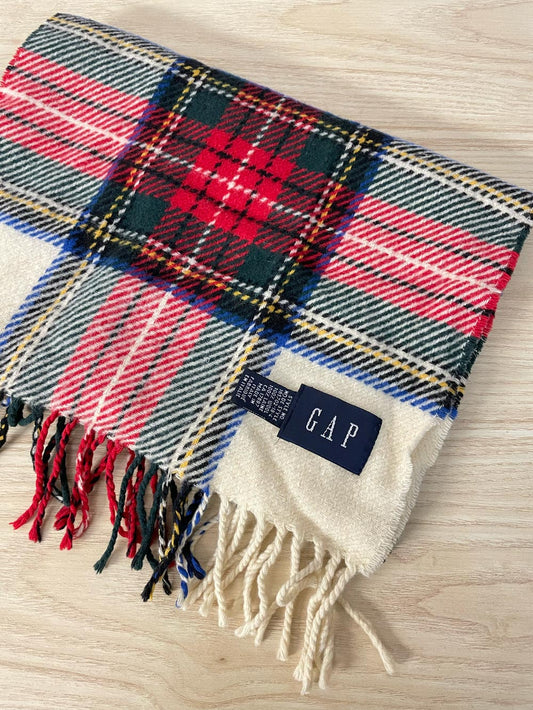 vintage gap 100% wool tartan scarf