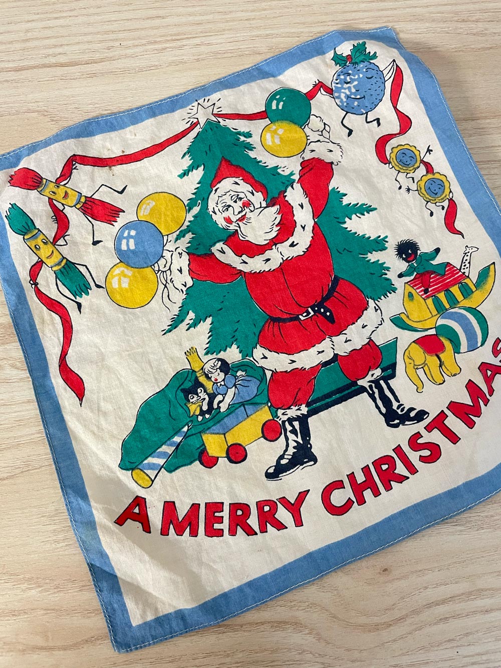 vintage santa claus handkerchief