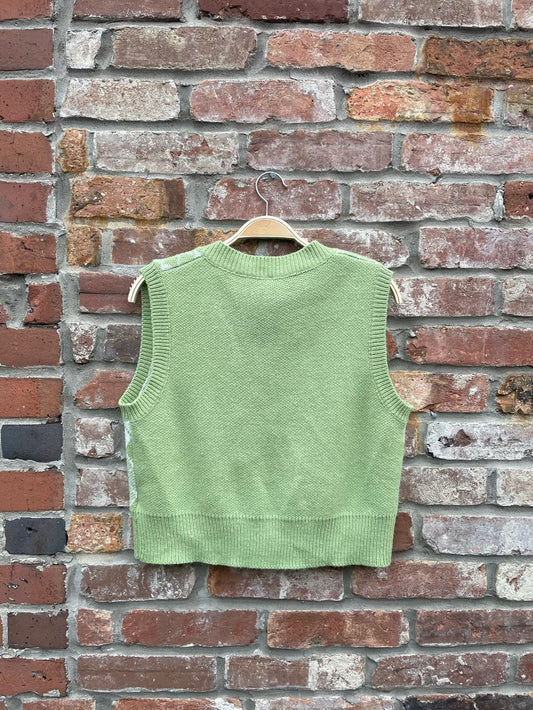 shein green argyle knit sweater vest