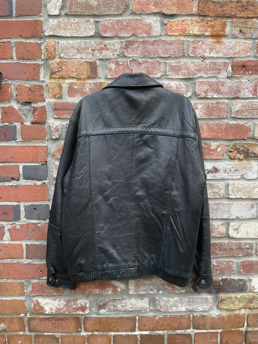 boston harbour butter leather minimal zip jacket