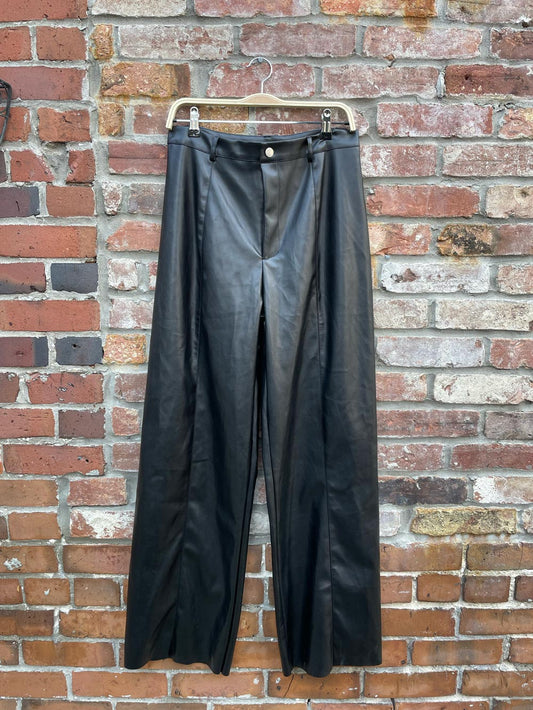 wet seal faux leather wide leg pants