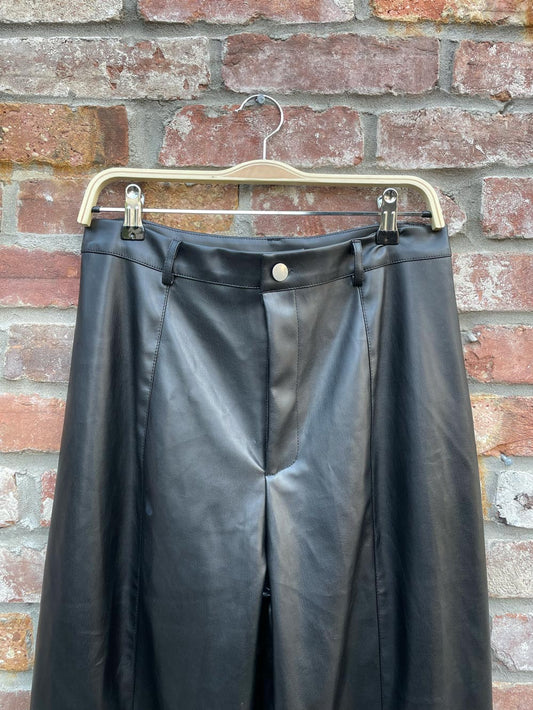 wet seal faux leather wide leg pants