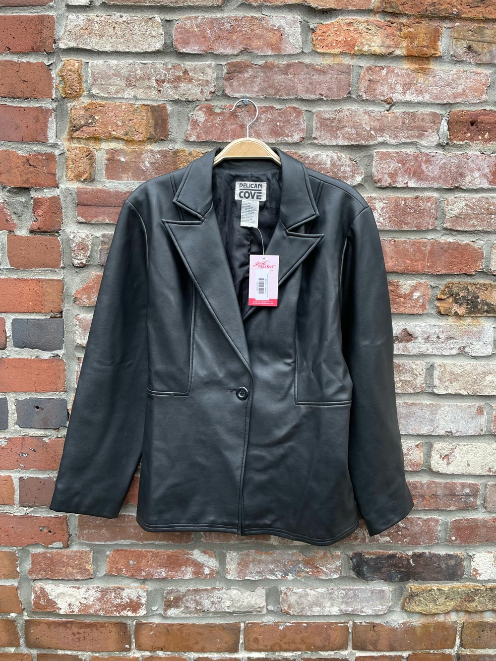 vintage 00s pelican cove faux leather minimal jacket