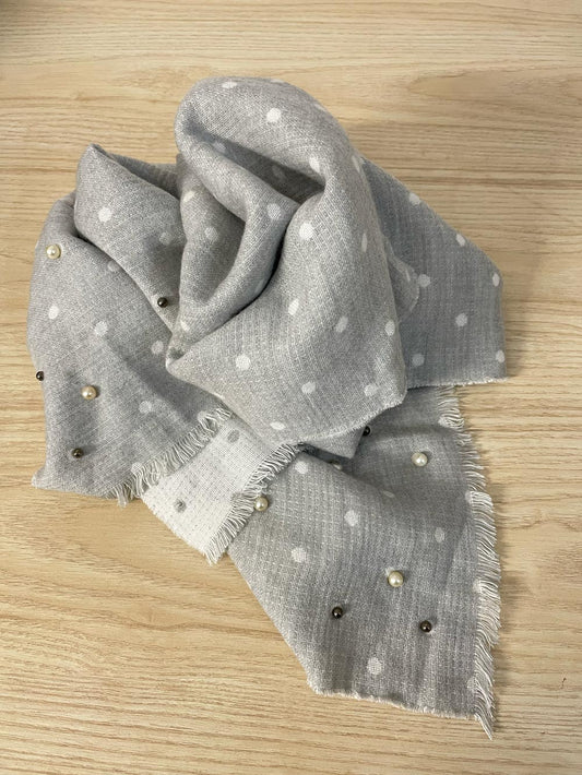 ann taylor pearl beads soft polka dot scarf