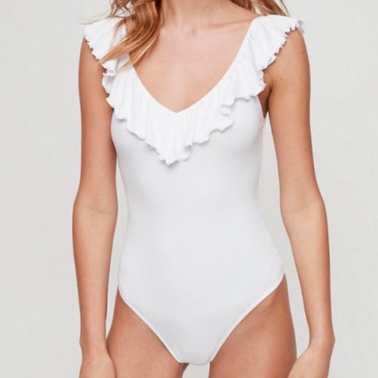 wilfred danette ribbed ruffle bodysuit