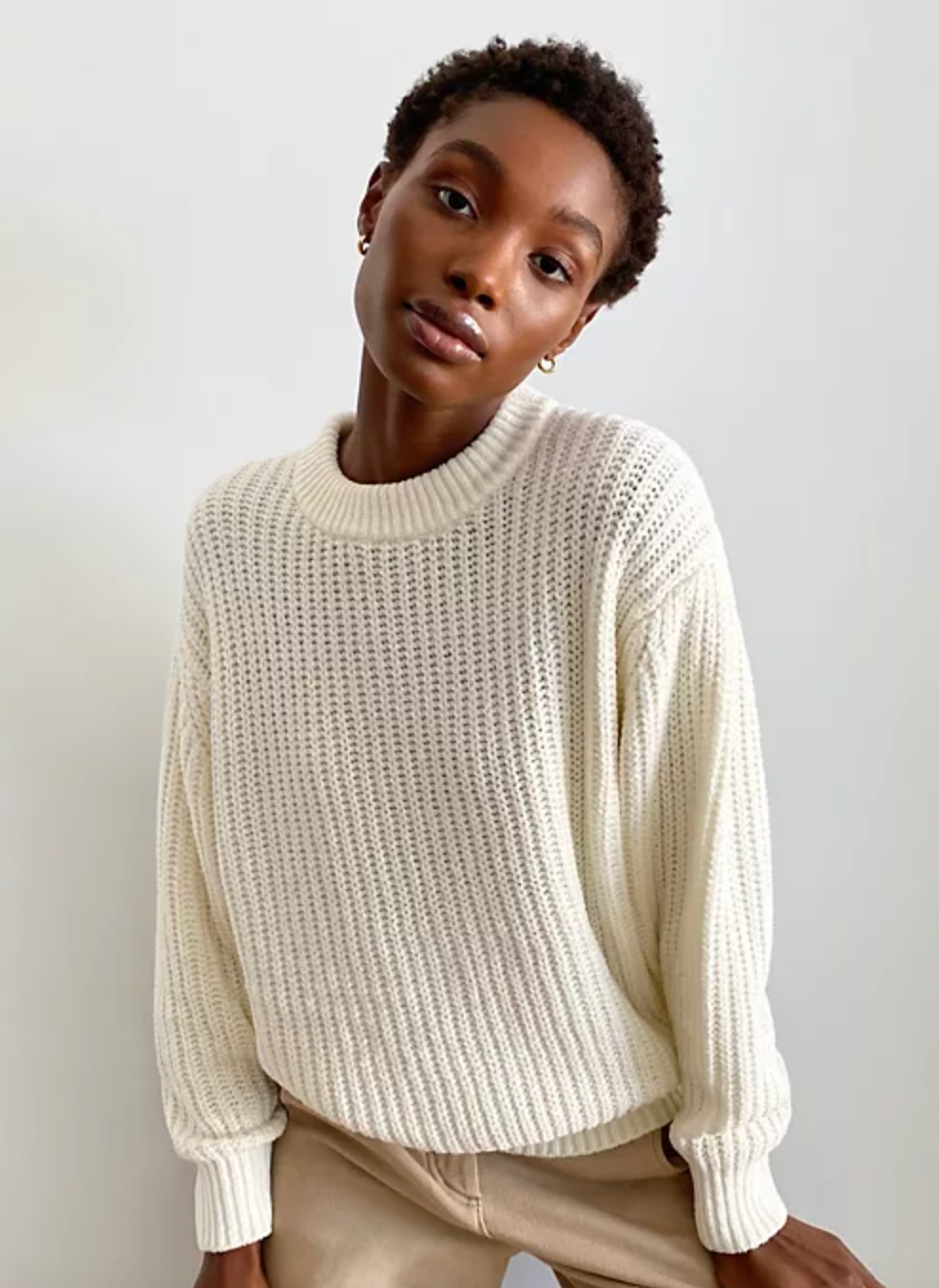 wilfred essential cream knit crew