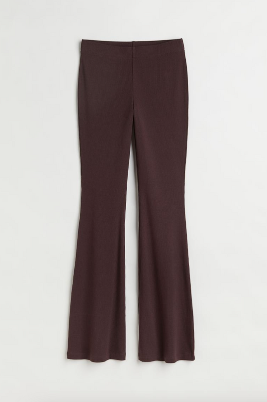 h&m brown ribbed flare pull on pants