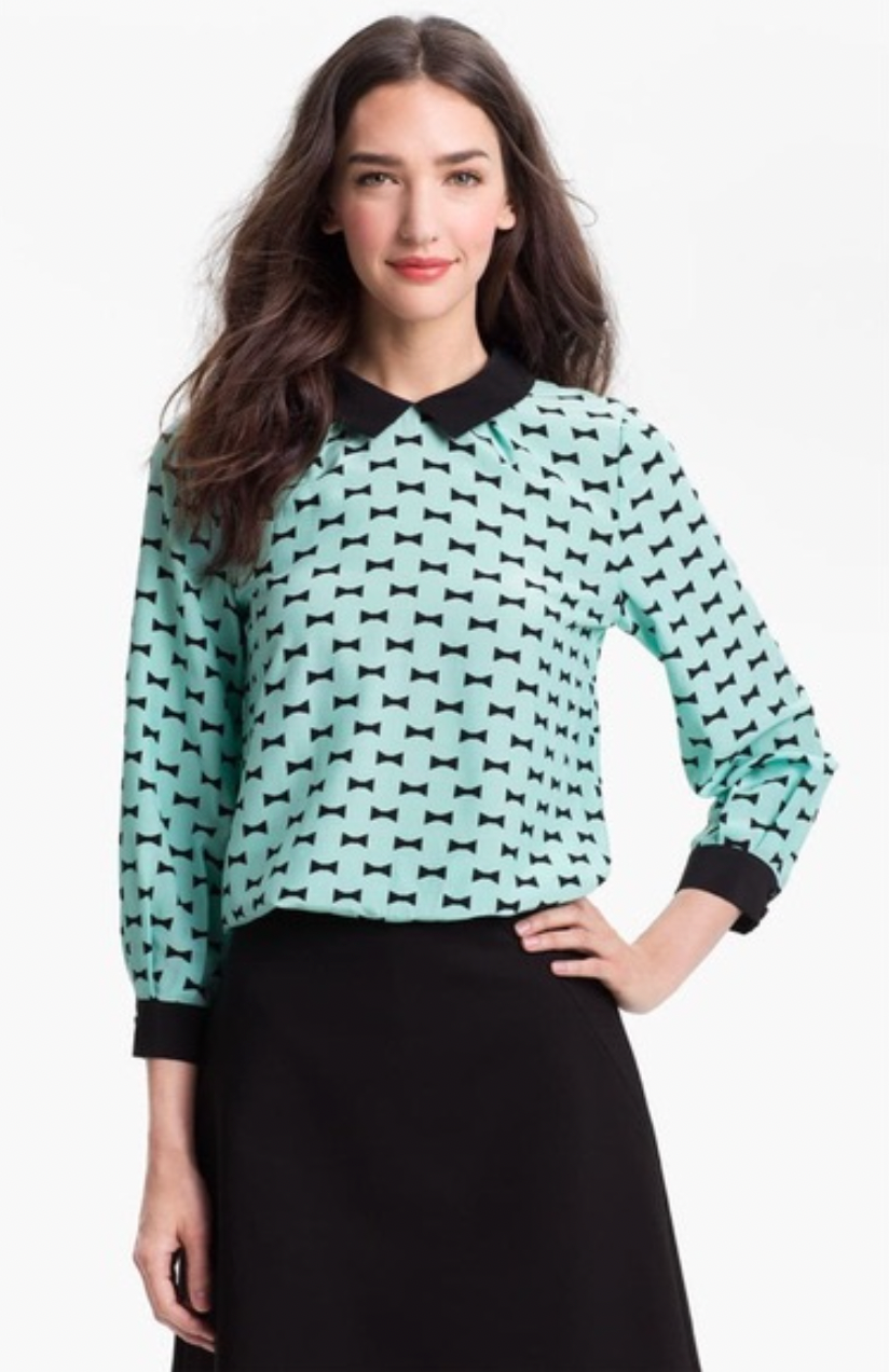 kate spade silk isadora bow print blouse