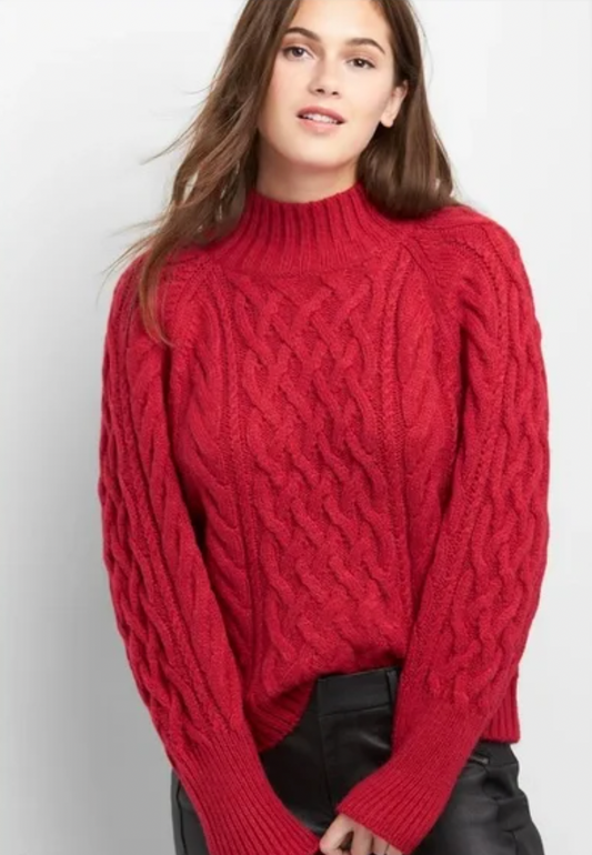 gap wool-alpaca red cable knit sweater