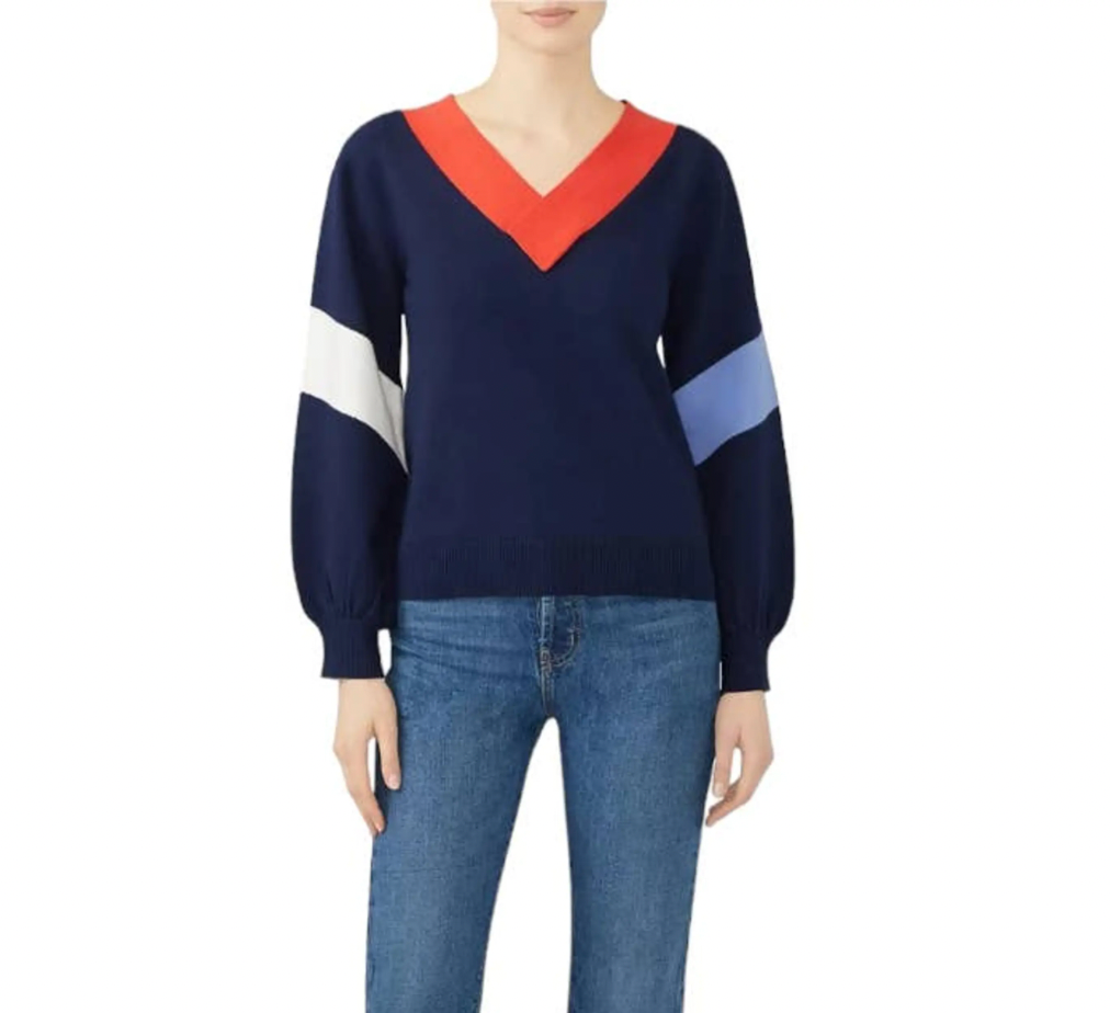 parker colourblock v-neck sweater