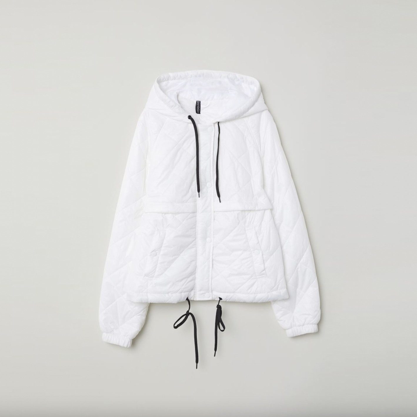 h&m white quilted puff jacket with hood