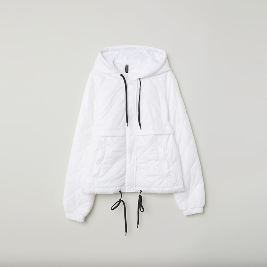 h&m white quilted puff jacket with hood