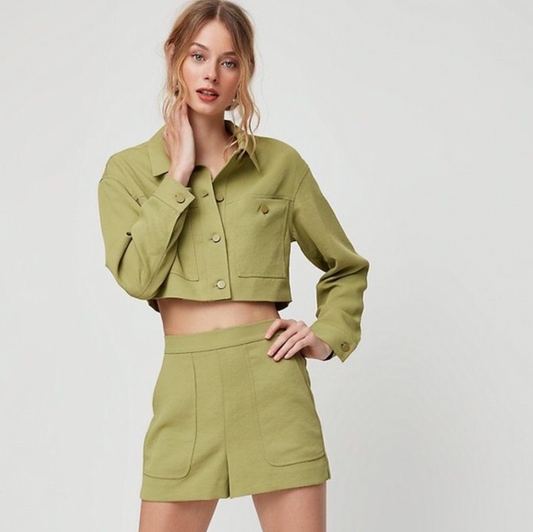 wilfred little cropped green jacket