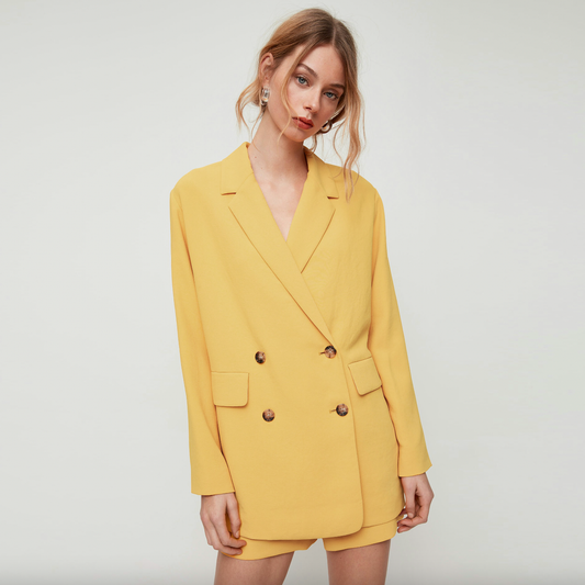 wilfred charelle yellow double breasted blazer