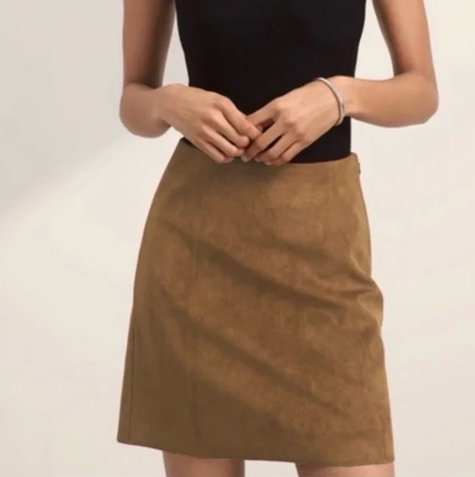 babaton faux suede hopper mini skirt