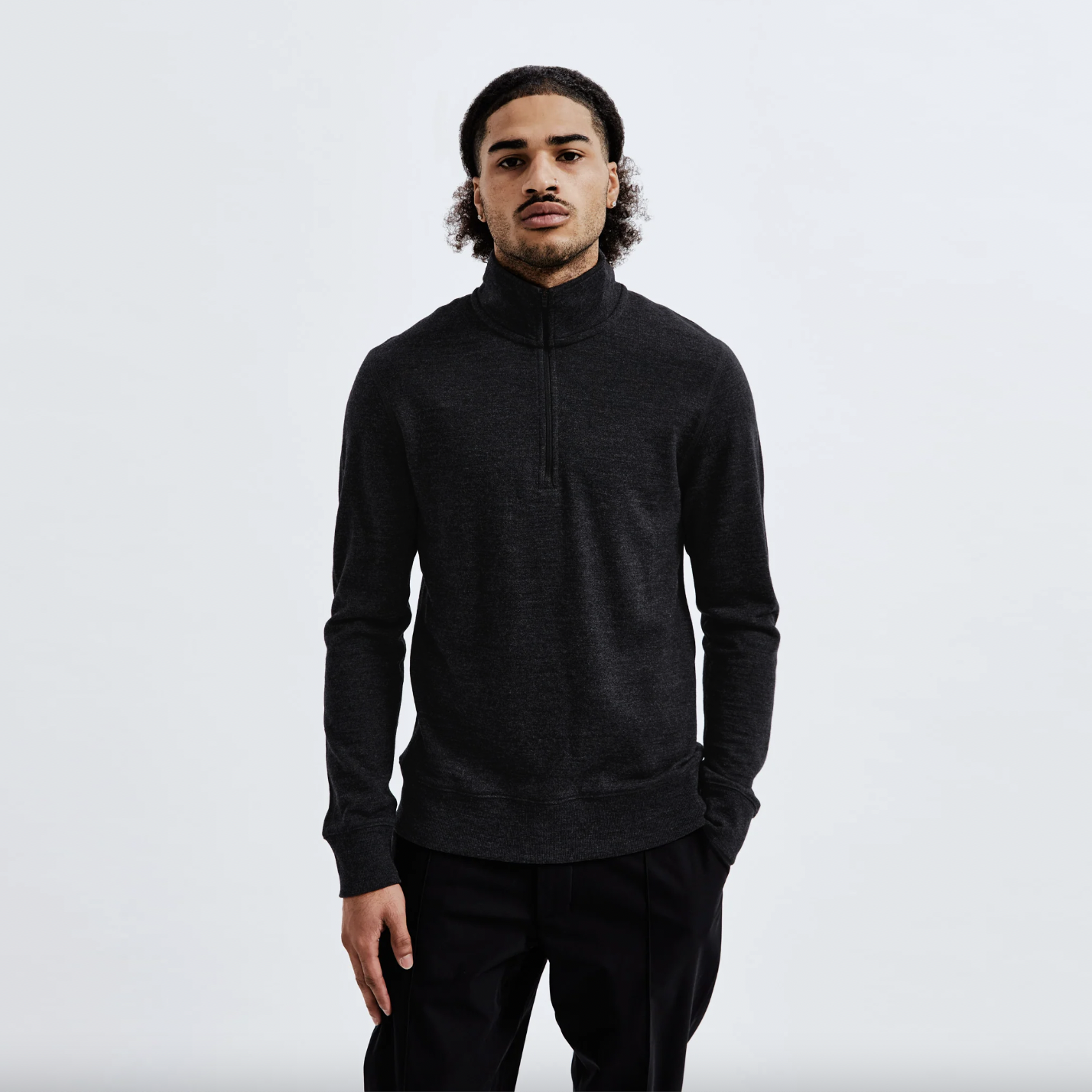 reigning champ 100% merino wool terry 1/2 zip