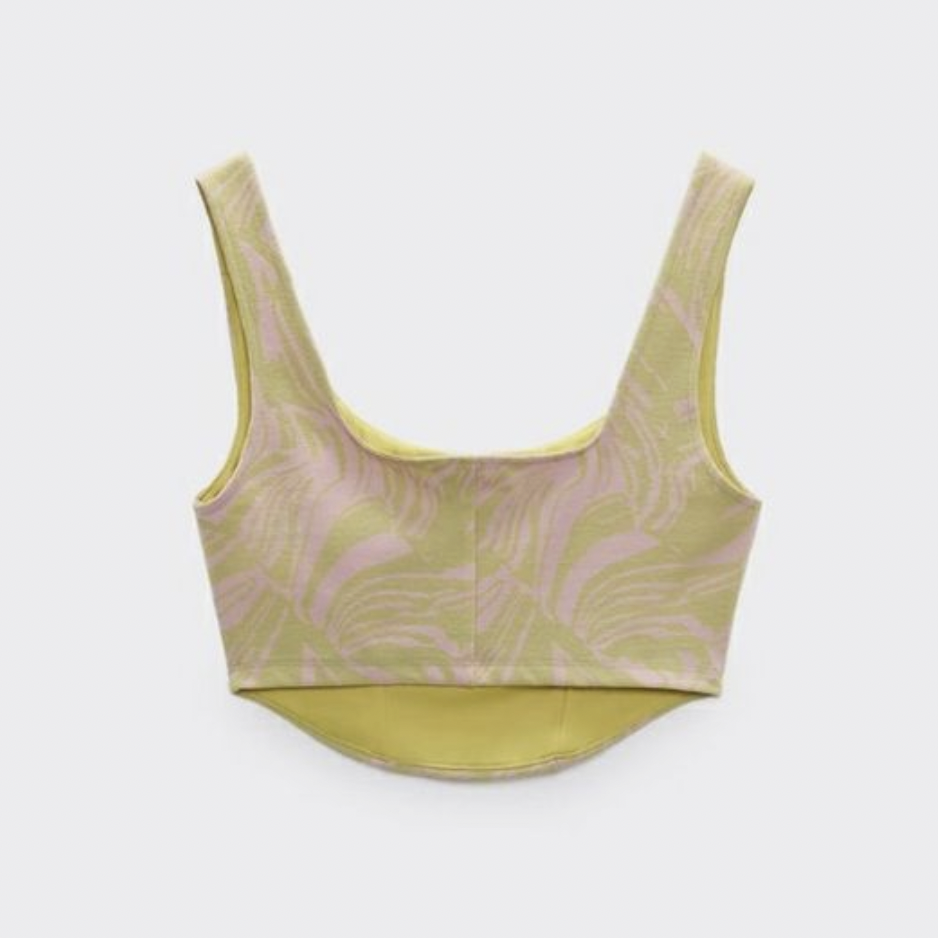 nwot zara tropical bustier crop top