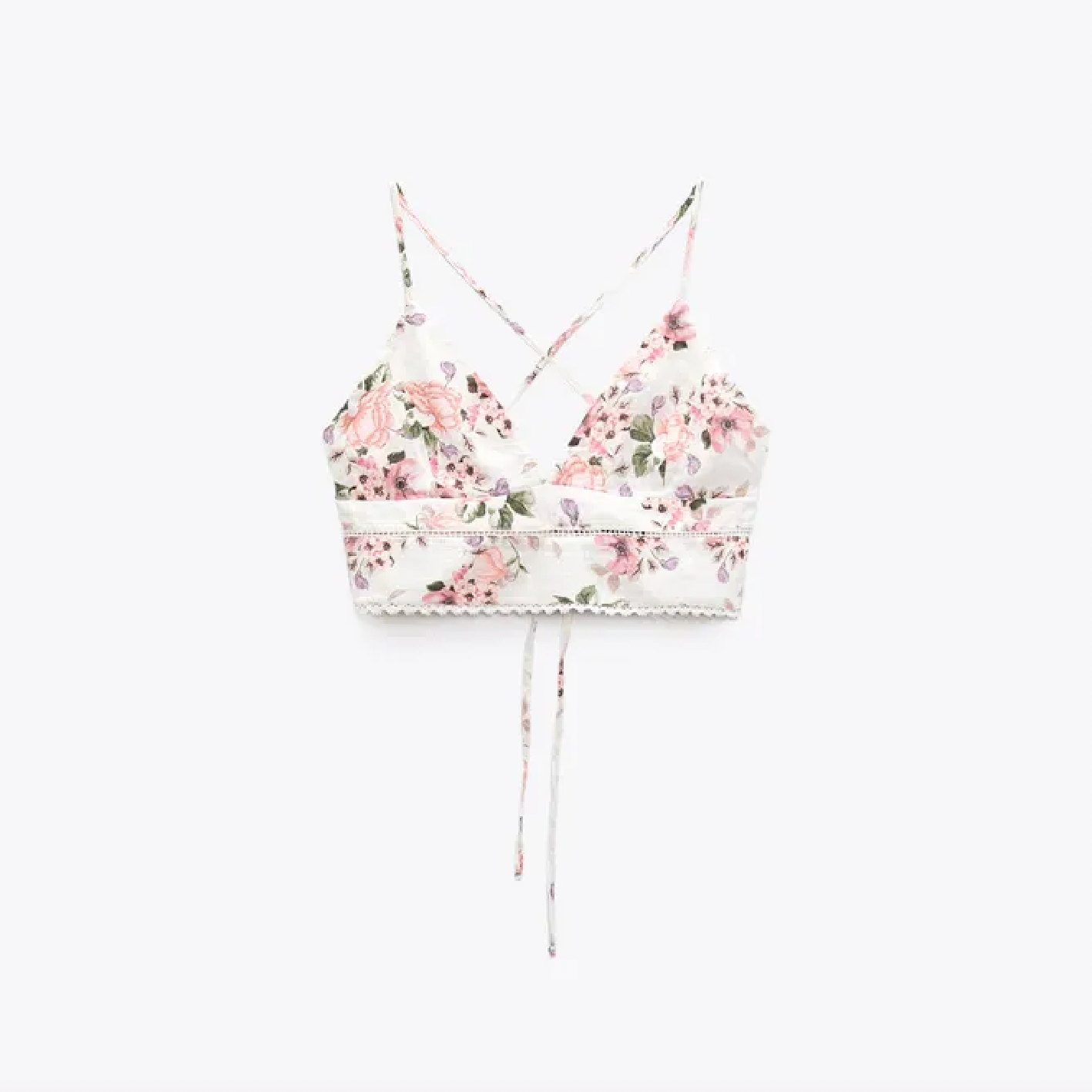 nwot zara floral tie back crop top