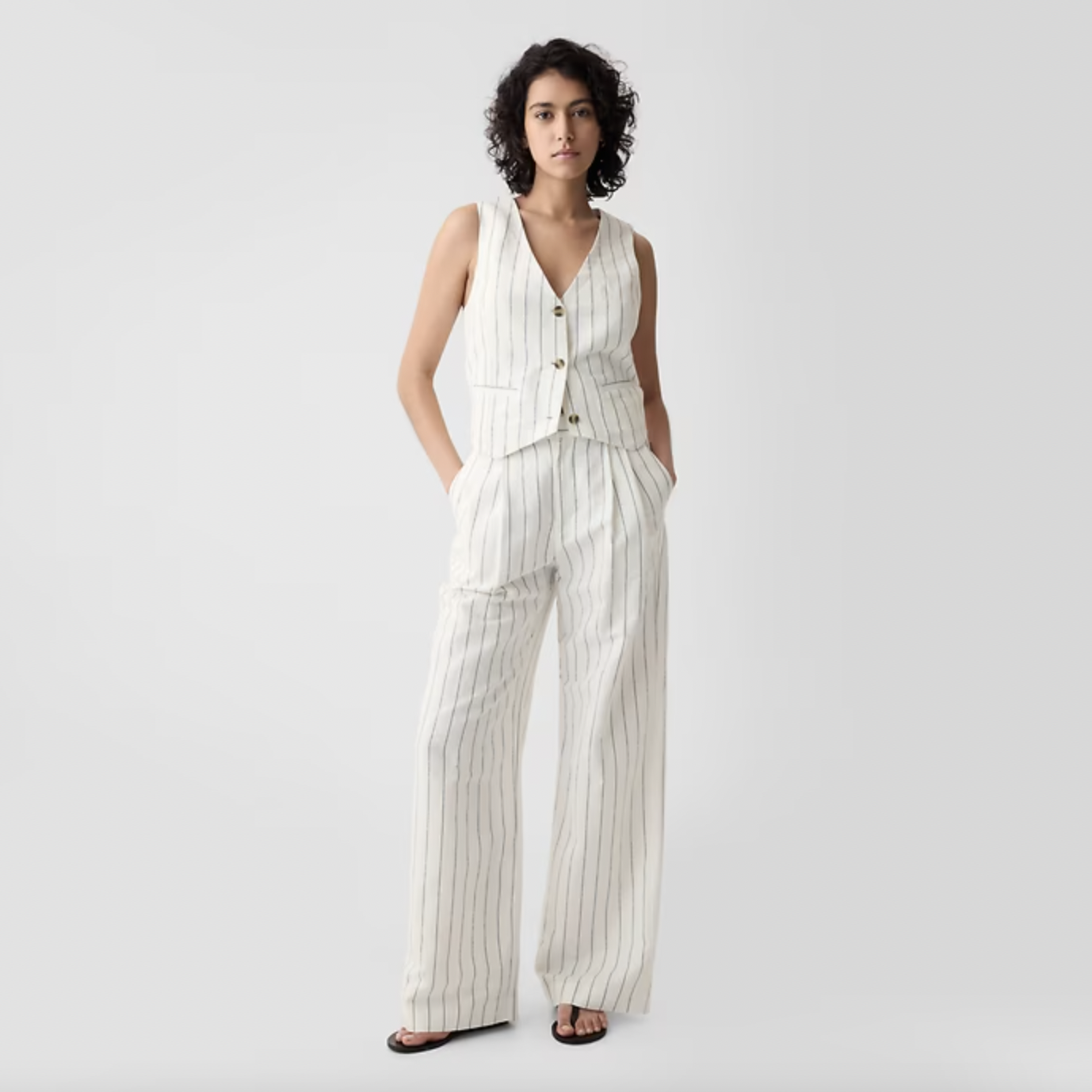 gap 365 high rise linen-cotton trousers