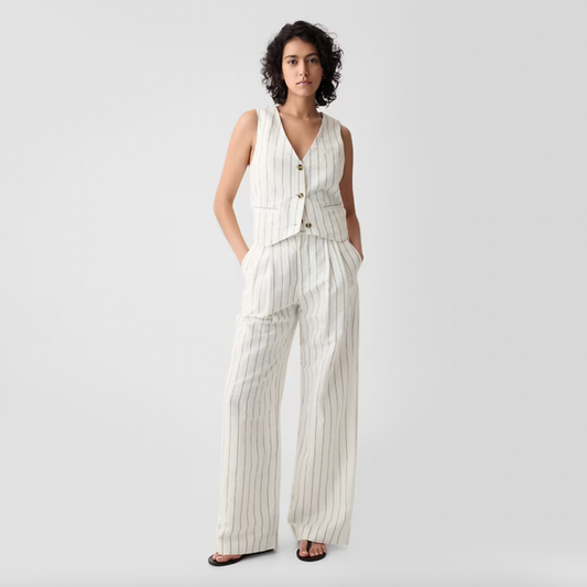 gap 365 high rise linen-cotton trousers