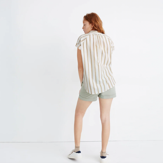 madewell central shirt in bronze stripe