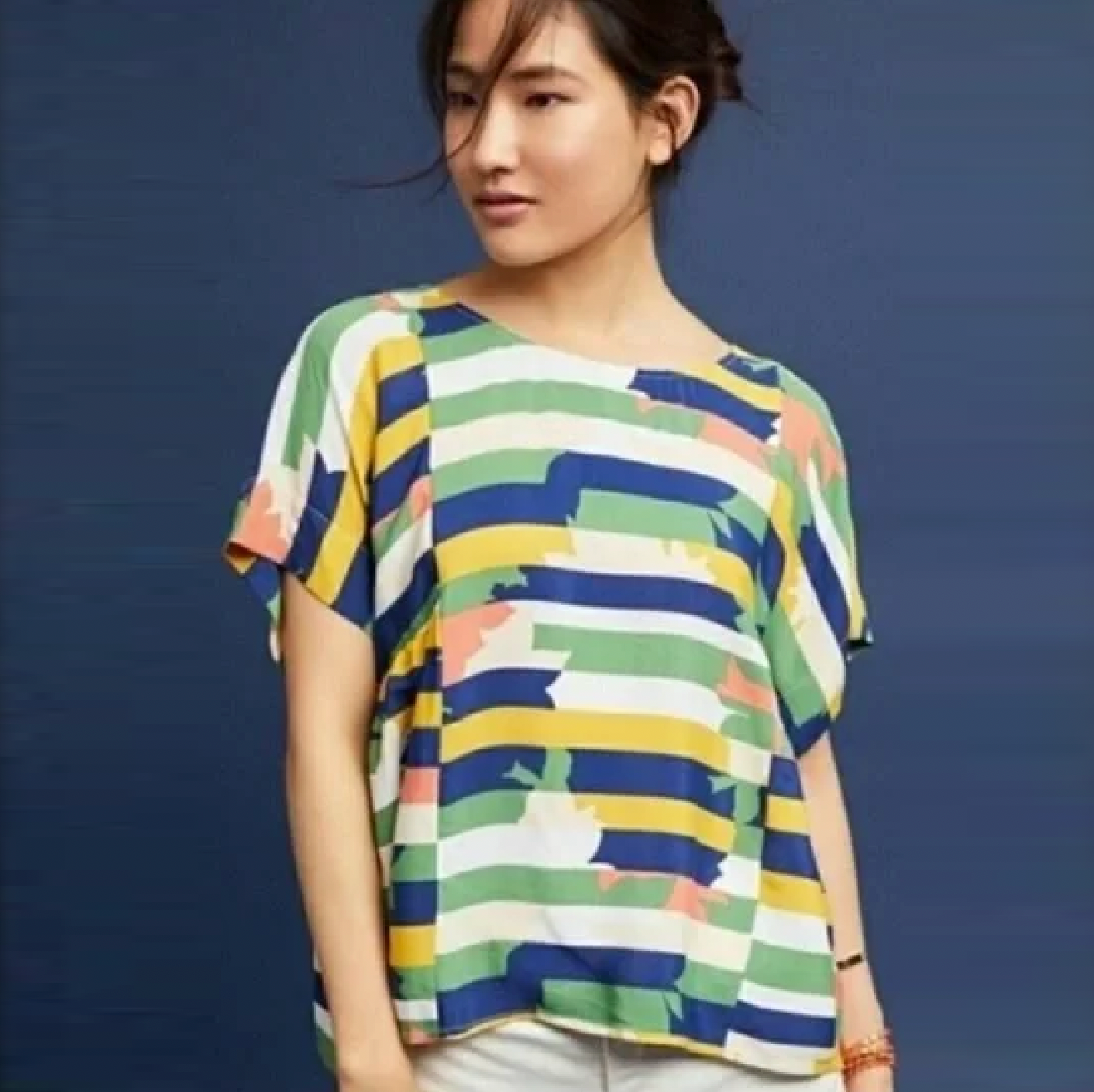 maeve mila colour block boxy tee