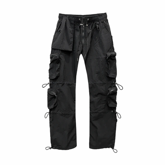 kody phillips black nylon cargo parachute pants