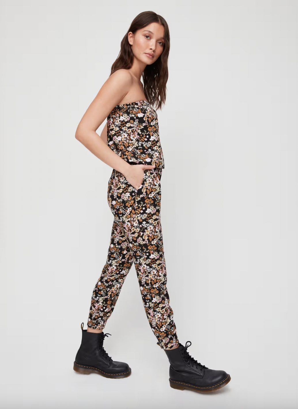 sunday best tobato strapless floral jumpsuit