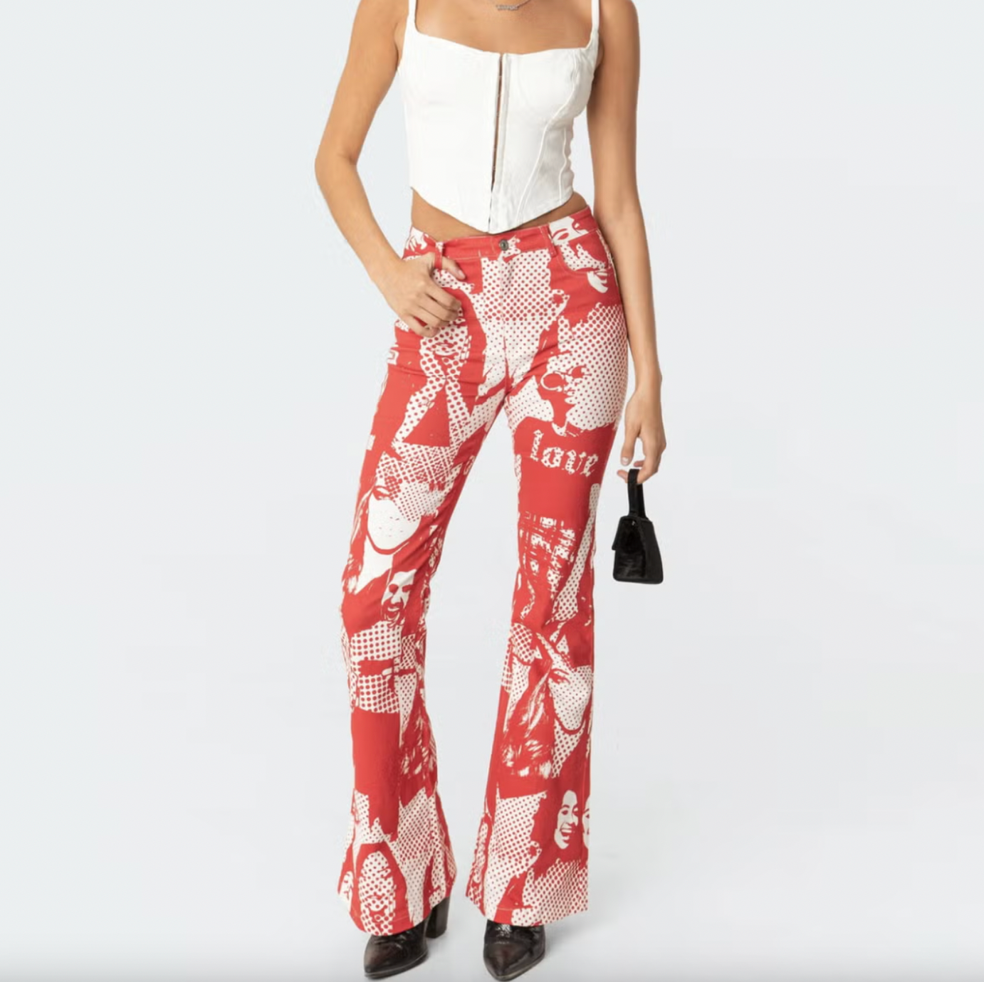 edikted pop art bell bottom jeans