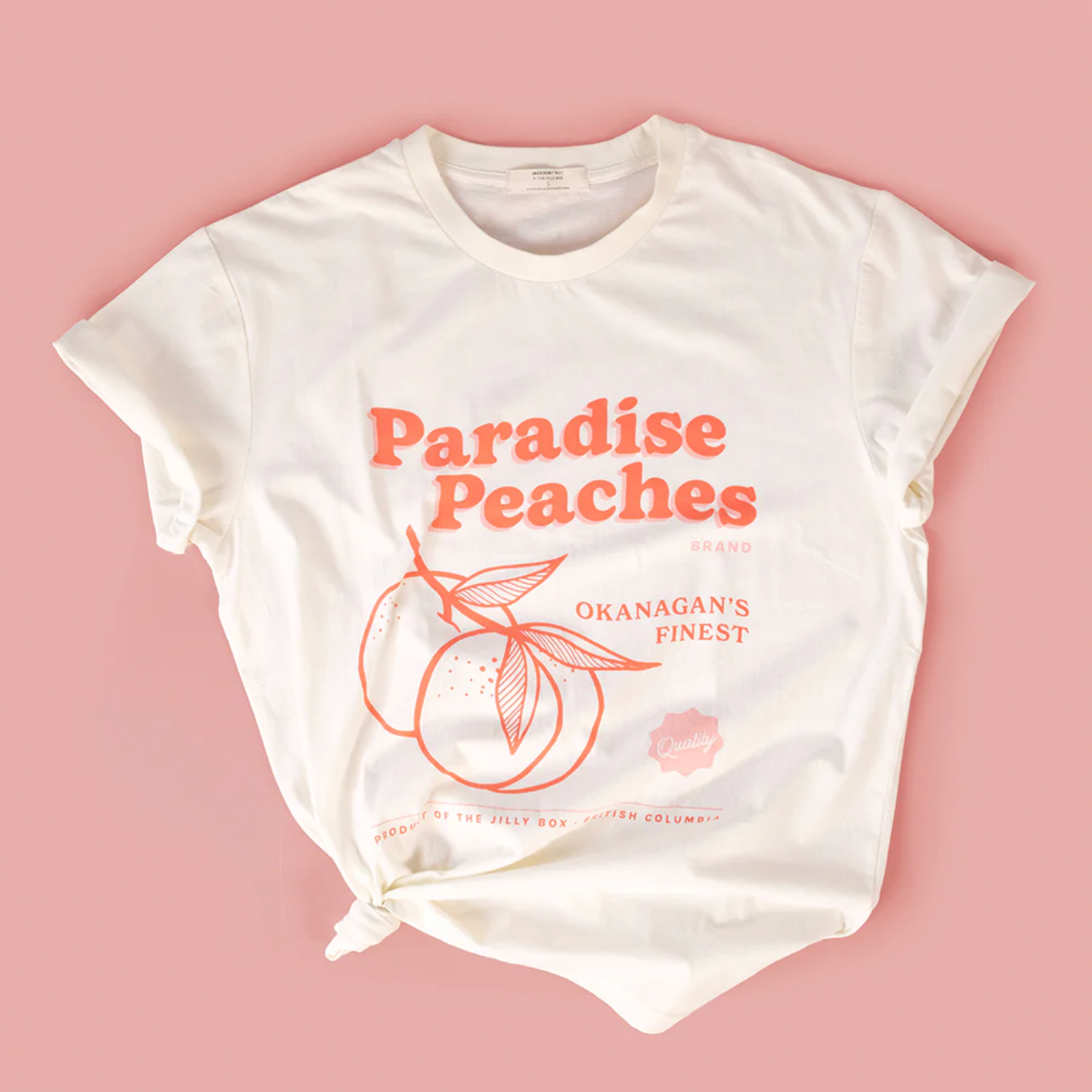 jackson rowe x the jilly box crop peaches tee